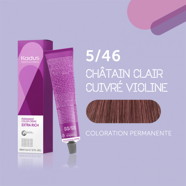 COLORATION PERMANENTE CHÂTAIN CLAIR CUIVRÉ VIOLINE 5/46 KADUS
